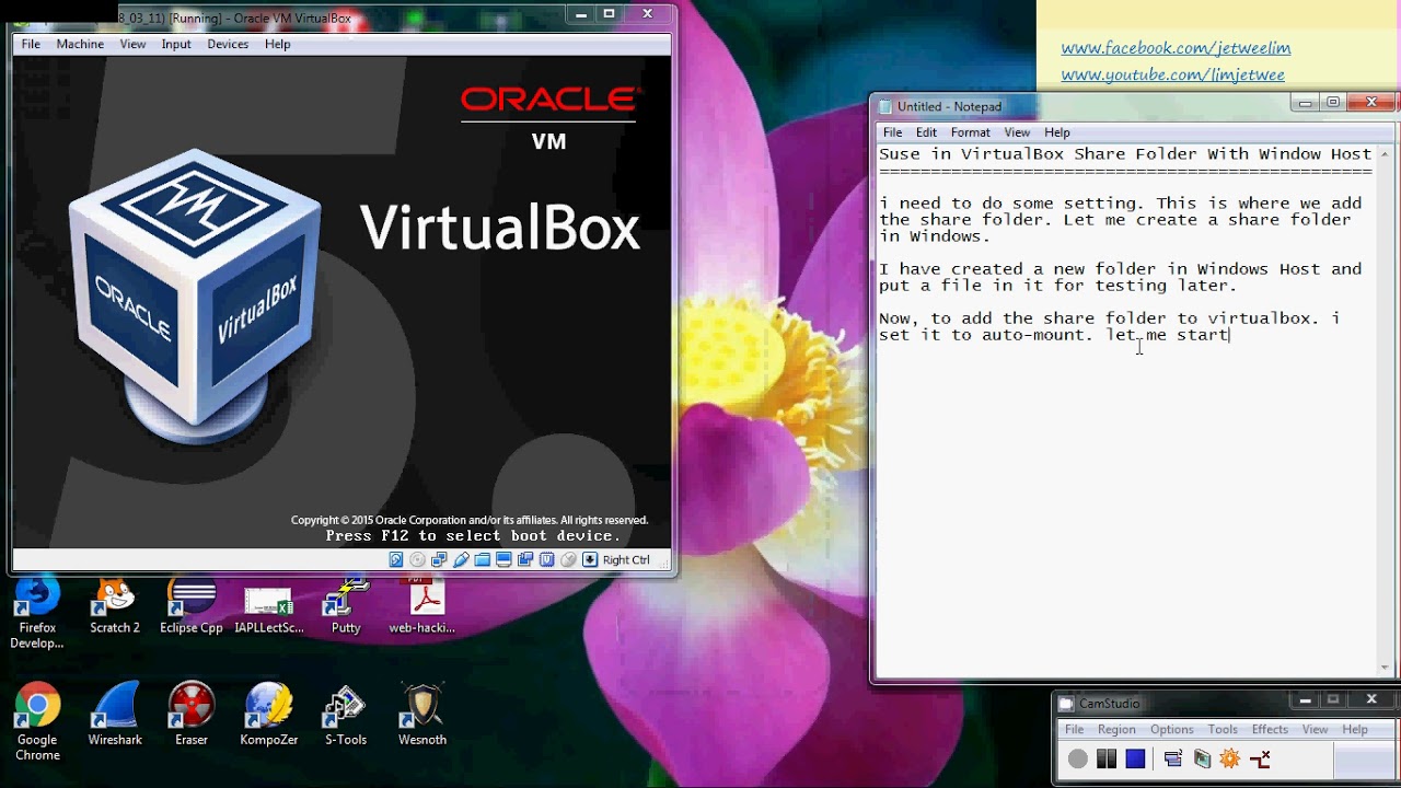 Oracle virtualbox suse linux share folder with window host machine