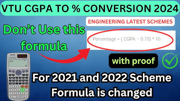 VTU CGPA TO PERCENTAGE COVERSION 2024 | VTU for 2021/2022 Scheme|Formula is changed|VTU 2024