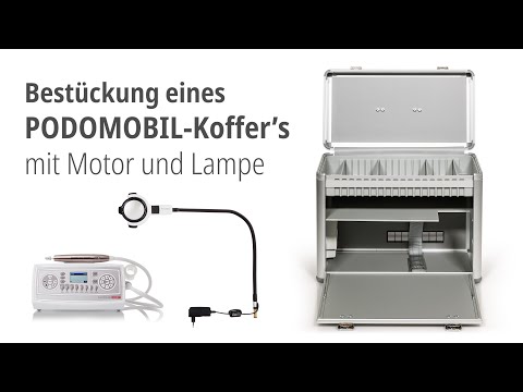 Bestückung eines Podomobil Koffer's mit Motor und Leuchtlupe varioLED