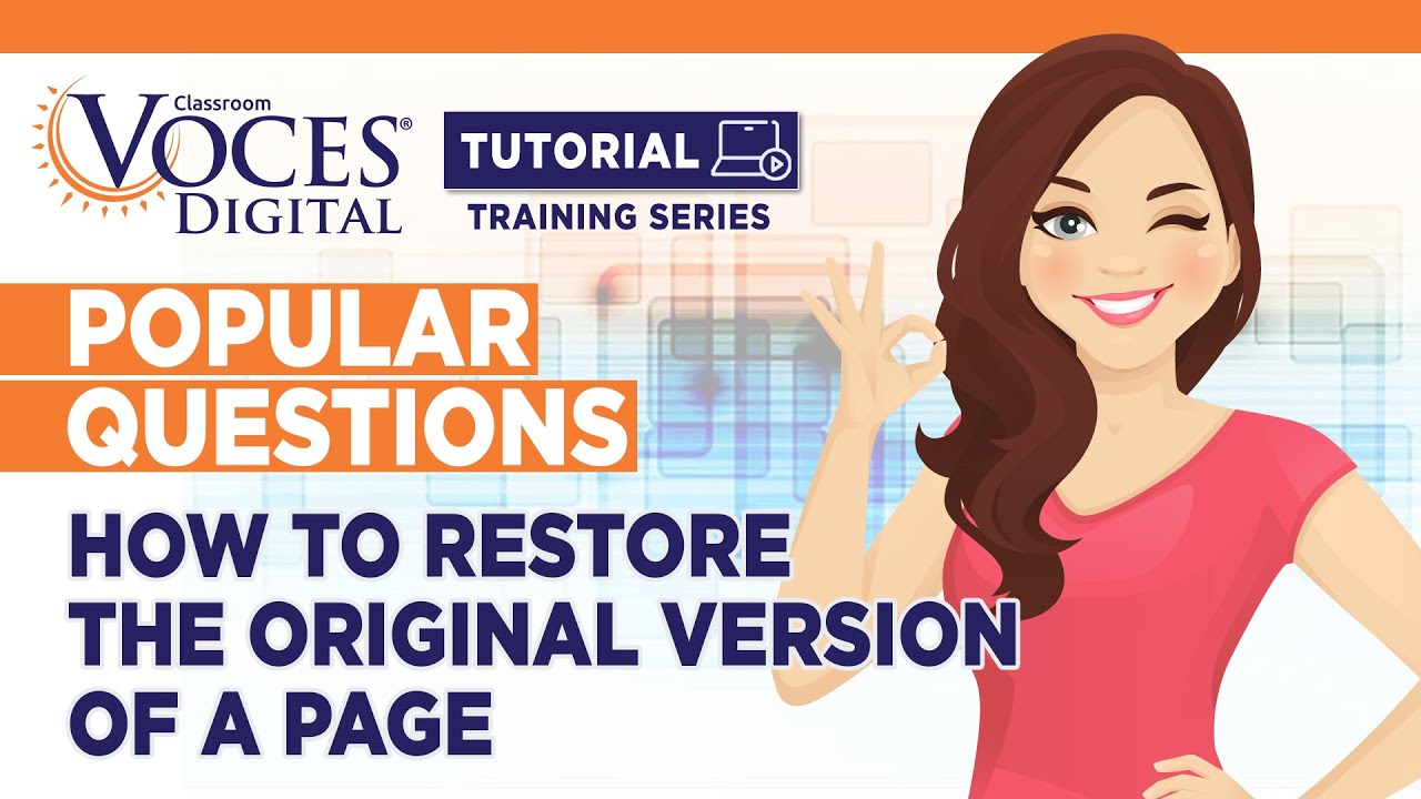 How to Restore the Original Version of a Page