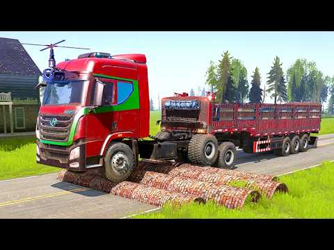 Mudrunner American wilds gameplay | Trucks vs Speed bumps and Extreme Broken Road #209