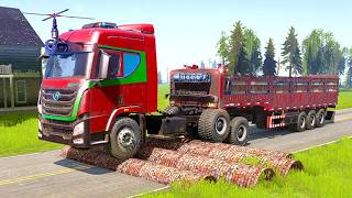 Mudrunner American wilds gameplay | Trucks vs Speed bumps and Extreme Broken Road #209 screenshot 4