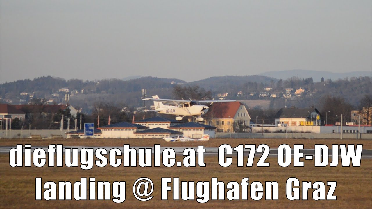 dieflugschule.at Cessna 172 landing @ Flughafen Graz | OE-DJW