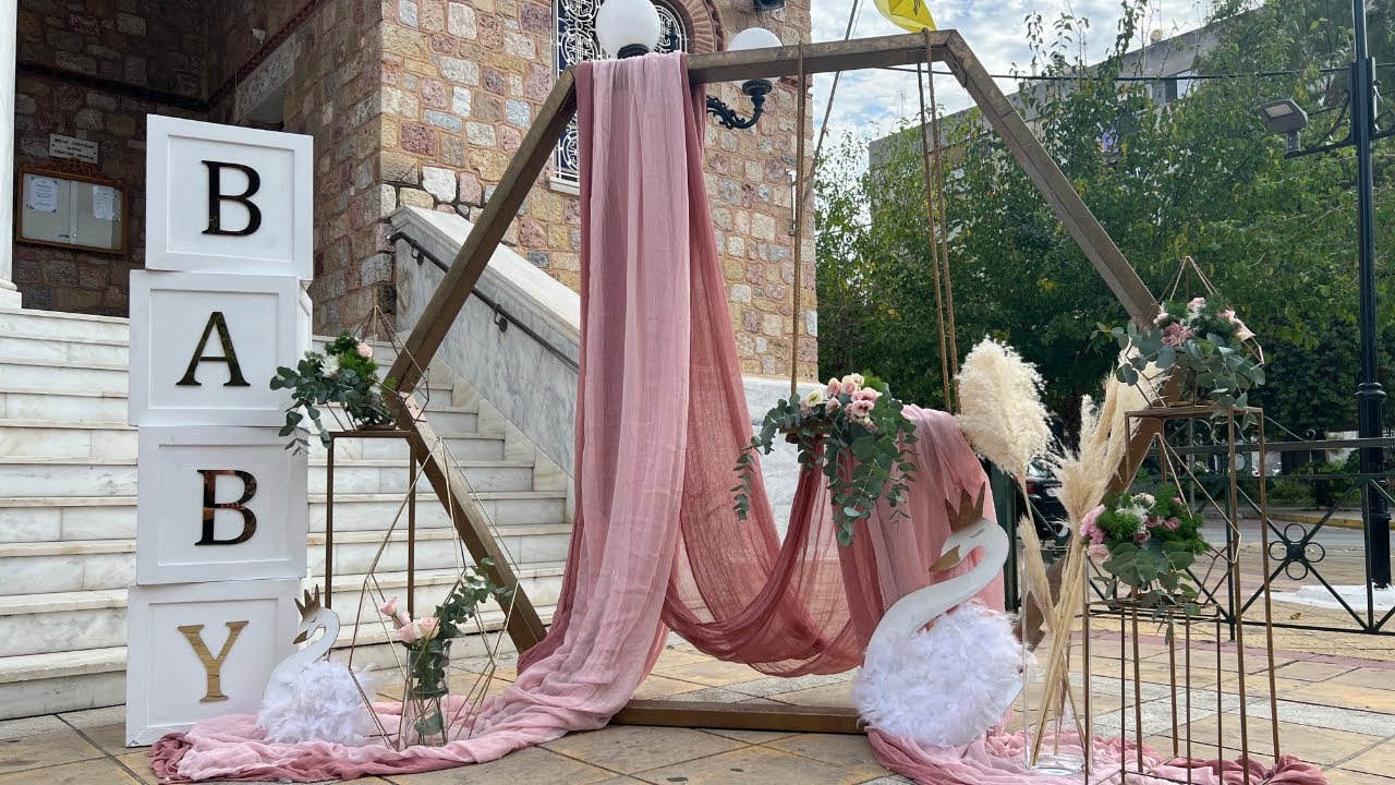 Στολισμός βάπτισης για κορίτσι με θέμα τον κύκνο