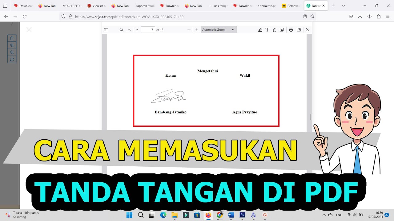 Cara menambahkan tanda tangan ke file pdf online - YouTube