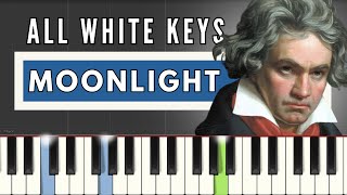 Moonlight Sonata 9th Movement | Beethoven | ALL WHITE KEYS | Easy Piano Tutorial