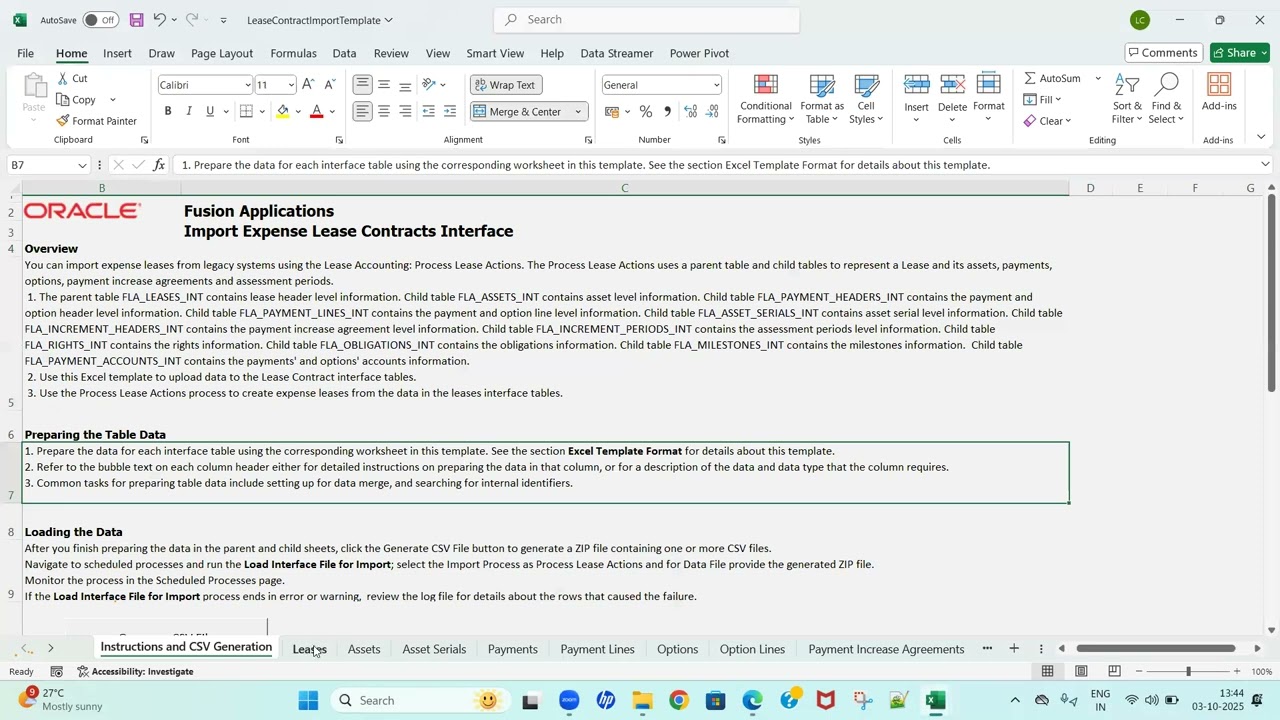 Oracle Fusion Lease Accounting | Договор импортного лизинга FBDI
