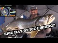 My Best Day of Ice Fishing EVER! | BIG LAKE TROUT x2!!!