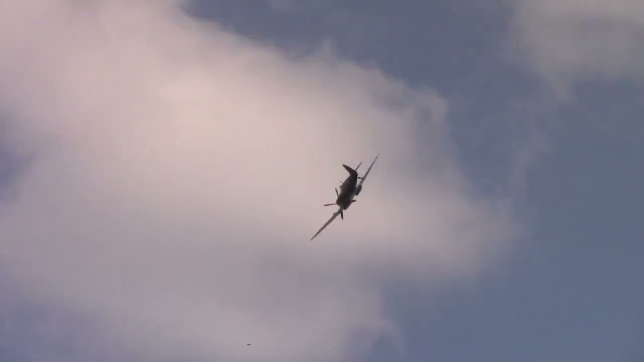 Spitfire MK356 flyby Gloucestershire airport EGBJ/GLO