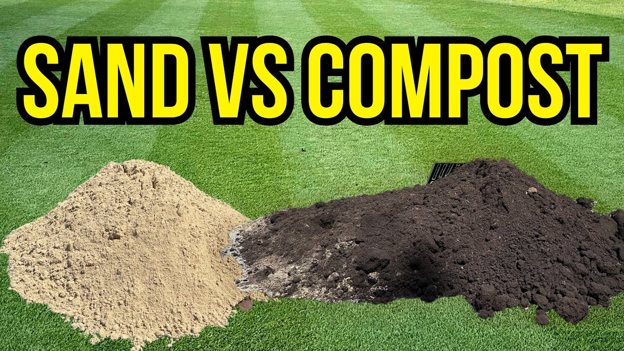 SAND vs COMPOST for a BUMPY lawn- leveling pt 3! - YouTube