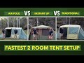 Set up time  instant up vs hornet pole vs air pole tents