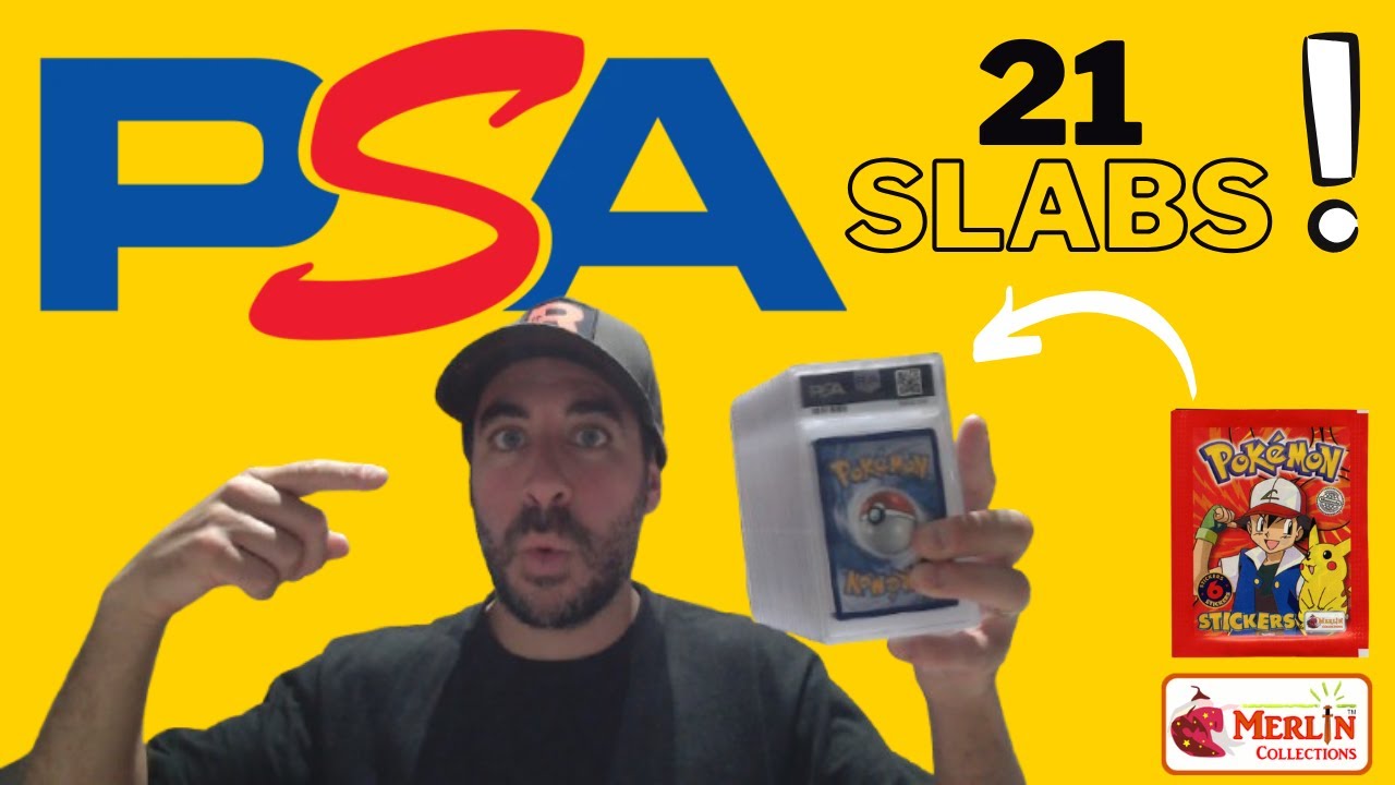 MY BIGGEST PSA SUB EVER! 21 SLABS BACK! *Pokemon Cards + 1999 Merlin Collections Stickers - GRADED!