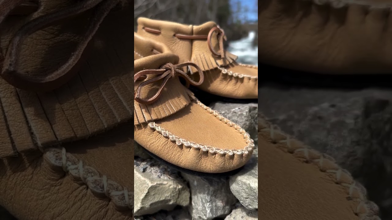 Women's Authentic Native American Fringed Ankle High Moccasin Shoes