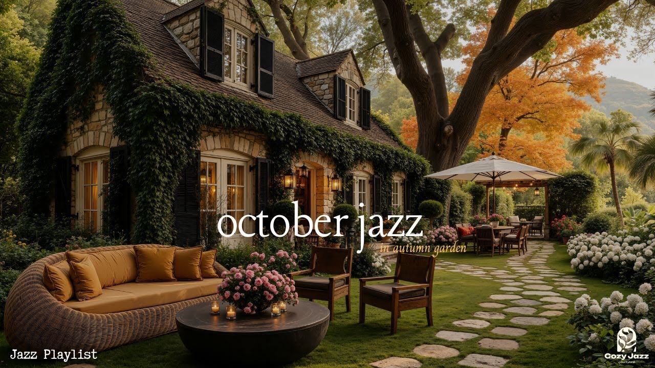 October Autumn Morning Jazz in Forest Cafe Ambience | Gentle Jazz Piano Melody for Focusing on Work