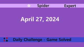 Microsoft Solitaire Collection | Spider Expert | April 27, 2024 | Daily Challenges screenshot 5
