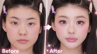 Insane Natural Glow Up! Soft Pink Korean Makeup Tutorial 💖 screenshot 4