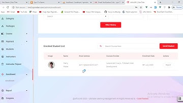 After enroll admin dashboard enroll and revenue logs and enroll rejection | InfixLMS