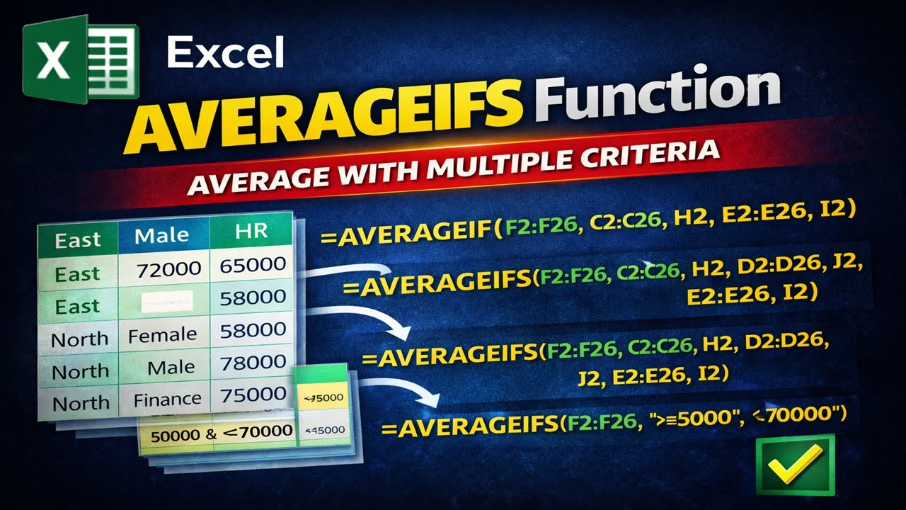 Excel AVERAGEIFS Function Explained | Multiple Conditions with Real ...