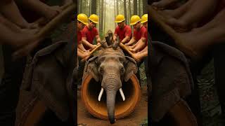 🐘 Shocking Moment Elephant Breaks Out of Tree Log with Baby Elephants!