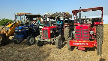 JCB 3dx Xpert Machine Mahindra New Eicher Swaraj Tractor Stuck in Compost Mud Over Loading Trolley
