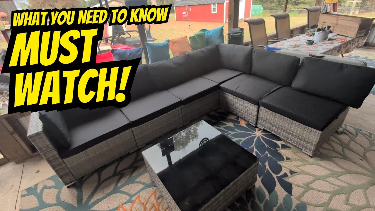 Aoxun Outdoor Replacement Cushions for Patio Furniture, Deep Seat Outdoor Cushions for 6-Seat Wicker