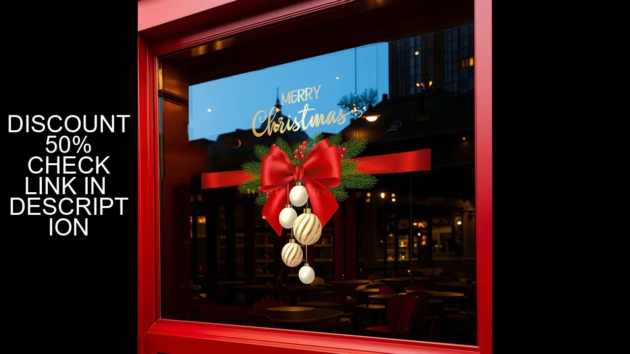 1 Piece 45Cm*60Cm Christmas Decorative Glass Sticker, a Bow Design Window Sticker, Holiday Party Atm