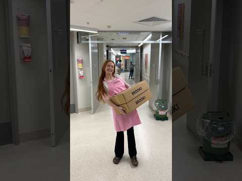 Brooke Bellamy delivering Brooki boxes at a children's hospital