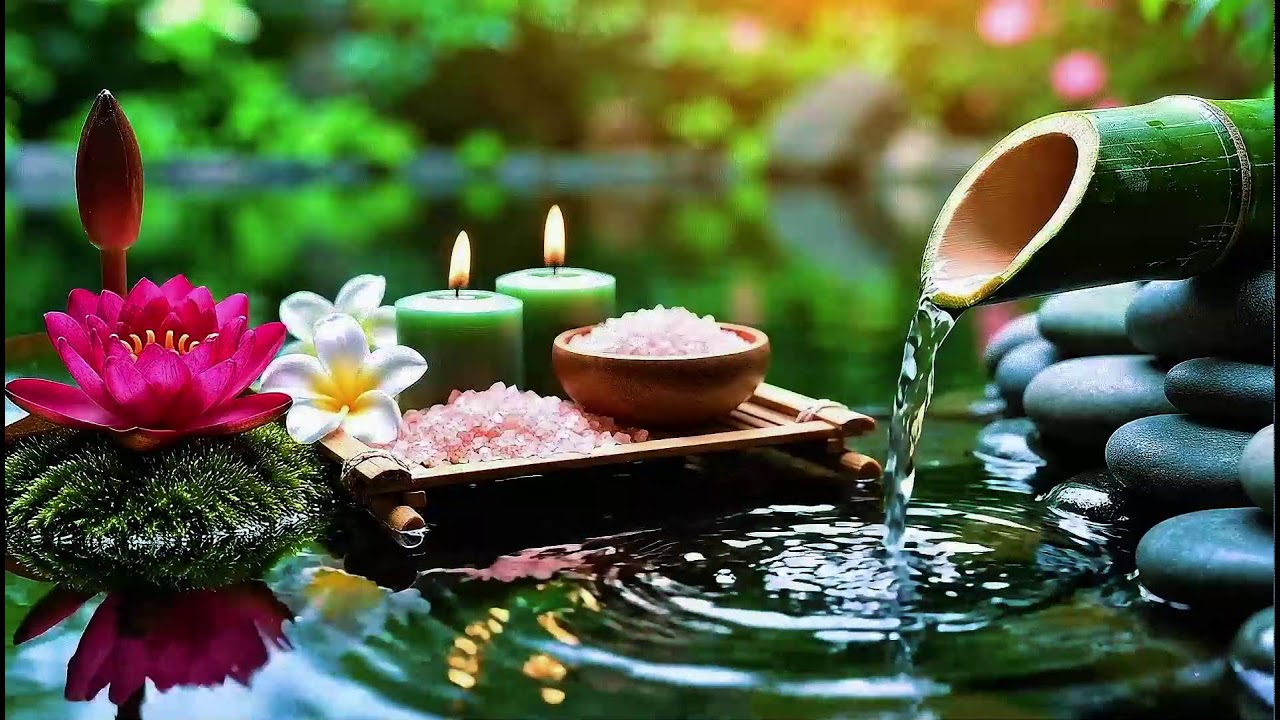Relaxing Sleep Music with Bamboo Water Sounds 🌿Deep Healing Music for Calm Mind,Spa Ambience & Yoga