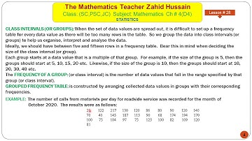 Lesson # 28SC   Statistics SC,PSC,JC   by Zahid Hussain