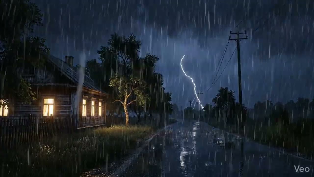 Soft Rain and Fireplace Sounds, Cozy Cabin Night for Deep Relaxation