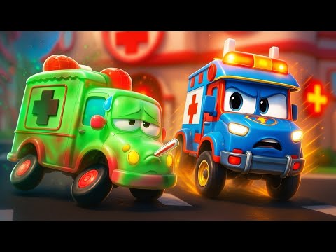 AMBULANCE is ZIEK! Super Truck AMBULANCE neemd haar plaats in! | Dokter Tekenfilm