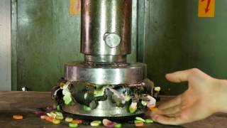 Crushing Finnish candy with hydraulic press Hydraulic Press Channel