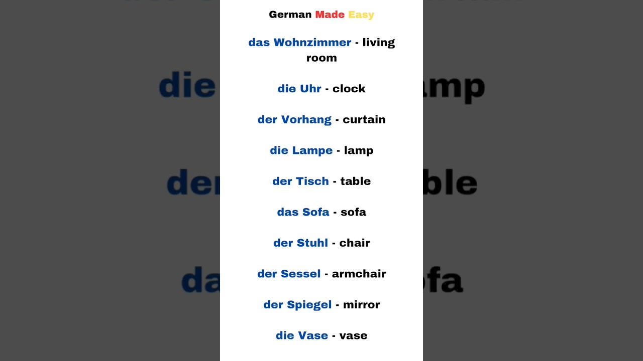 Living Room Vocabulary in German | German Made Easy 