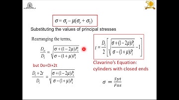 Design of Thick Cylinder(Lames ,Clavarinos and Birnies equations )