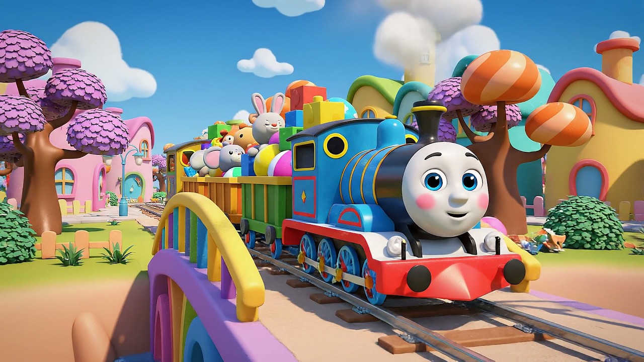 Три маленьких паровозика пых-пых-пых | Песенка про поезд и цифры