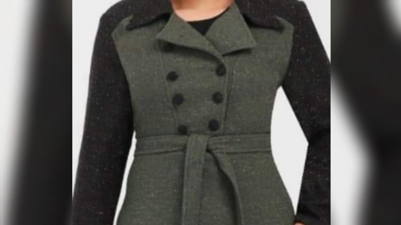 طريقة قص وخياطة فستان قطيفه مضلعه بياقة بالطو