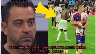 Xavi Reaction when one of Barca Youth asked Vini Jr for his jersey after El Clasico 🤝