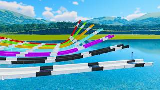 0° vs 60° Mat Flume Water Slides Jump Challenge – Planet Coaster 2