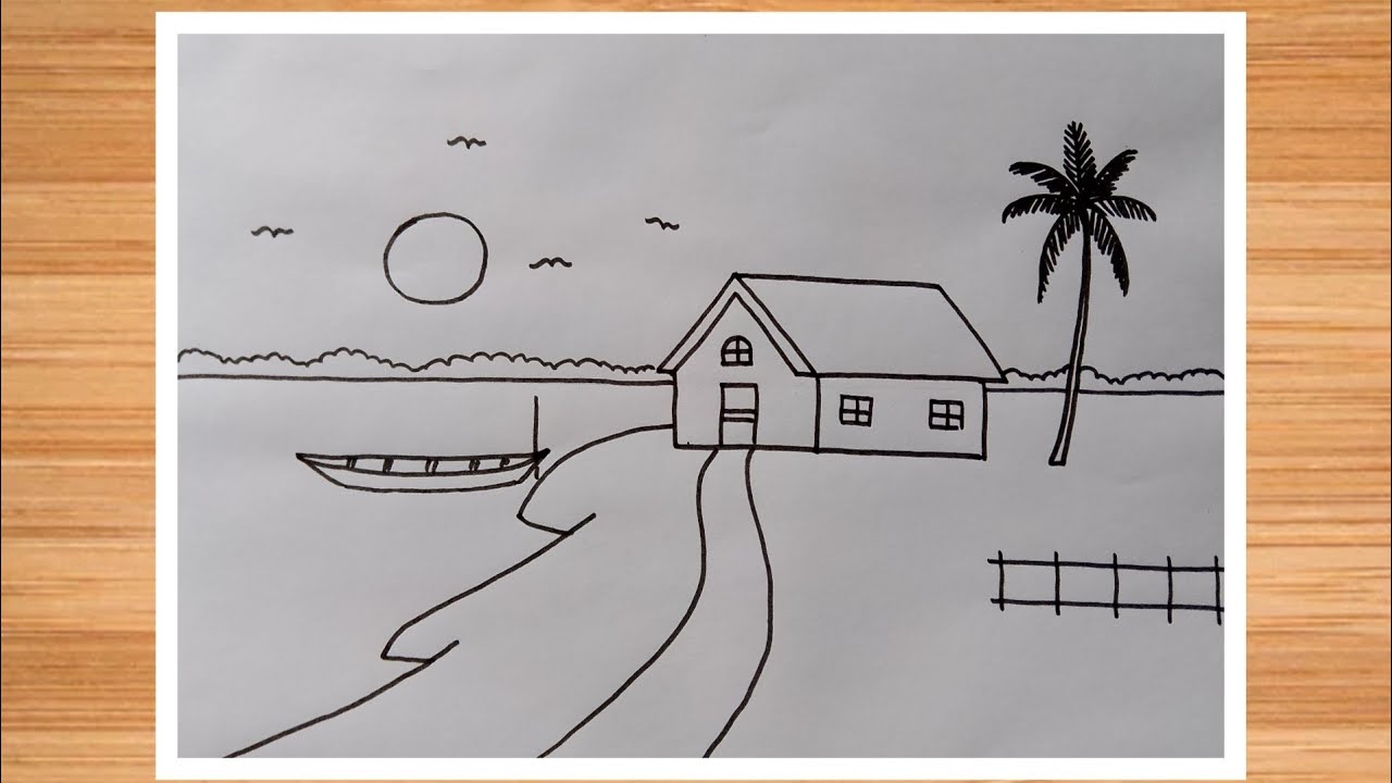 How to Draw a Beautiful Village Scene - Step by Step Art Tutorial ...