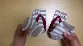 足袋ソックス（ボーダー・招き猫）鼻緒付き●大きさと生地質