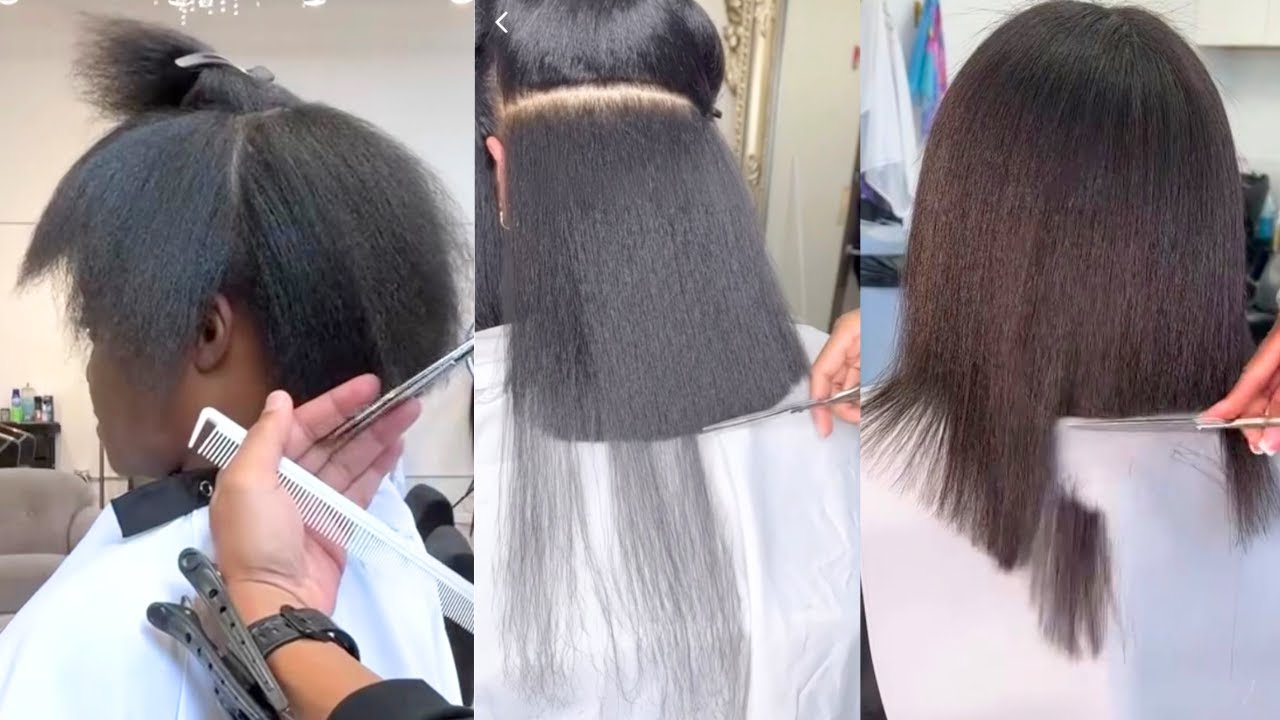 Haircut after silk press 😱 natural hair | 4B/C Hair Type | ASMR Compilation #7