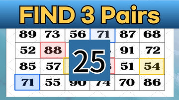Find 3 Pairs (L25), find 3 numbers that come out twice, dementia test, number quiz, prevent dementia