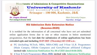 Kashmir university Pg llb entrance students 2025 big update | urgent notification 