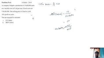 Problem No.5 & 6 - Marginal Costing: 6 Marks - 2015, 2016, 2018| Murali Paniyoor