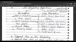 L-11 Preemptive vs Non Preemptive, Diff Times in CPU Scheduling Algo  || With Handwritten Notes🔥