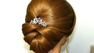 Wedding hairstyle for medium long hair. Bridal updo