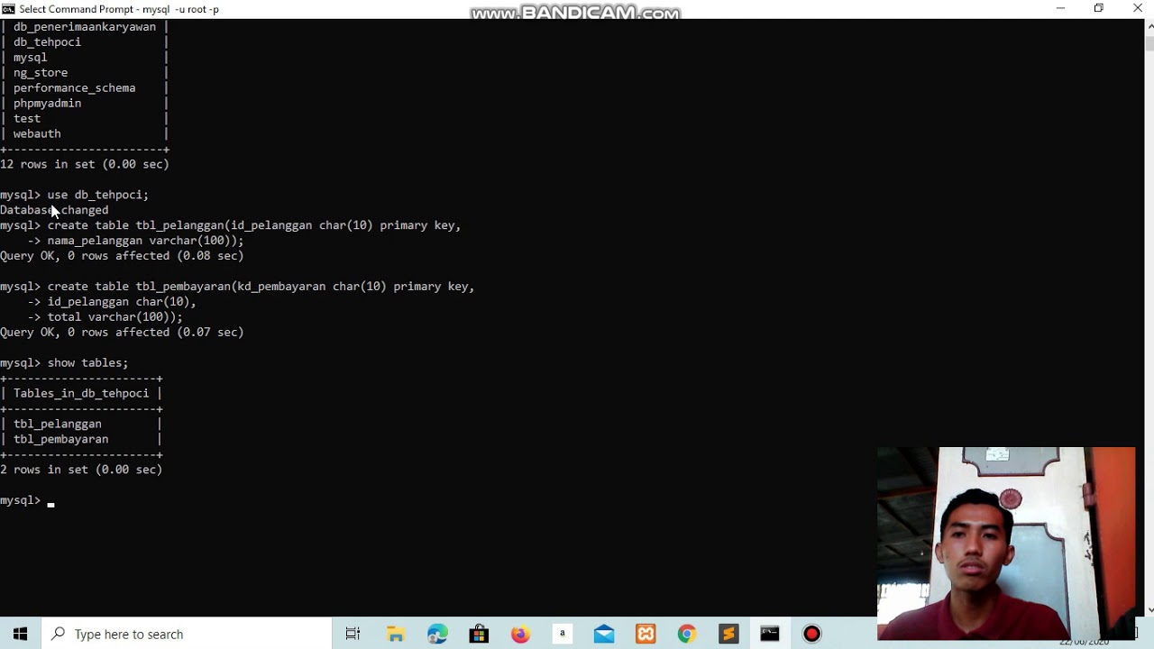 Part 1&2 Membuat Database Di Mysql Server Melalui CMD - YouTube