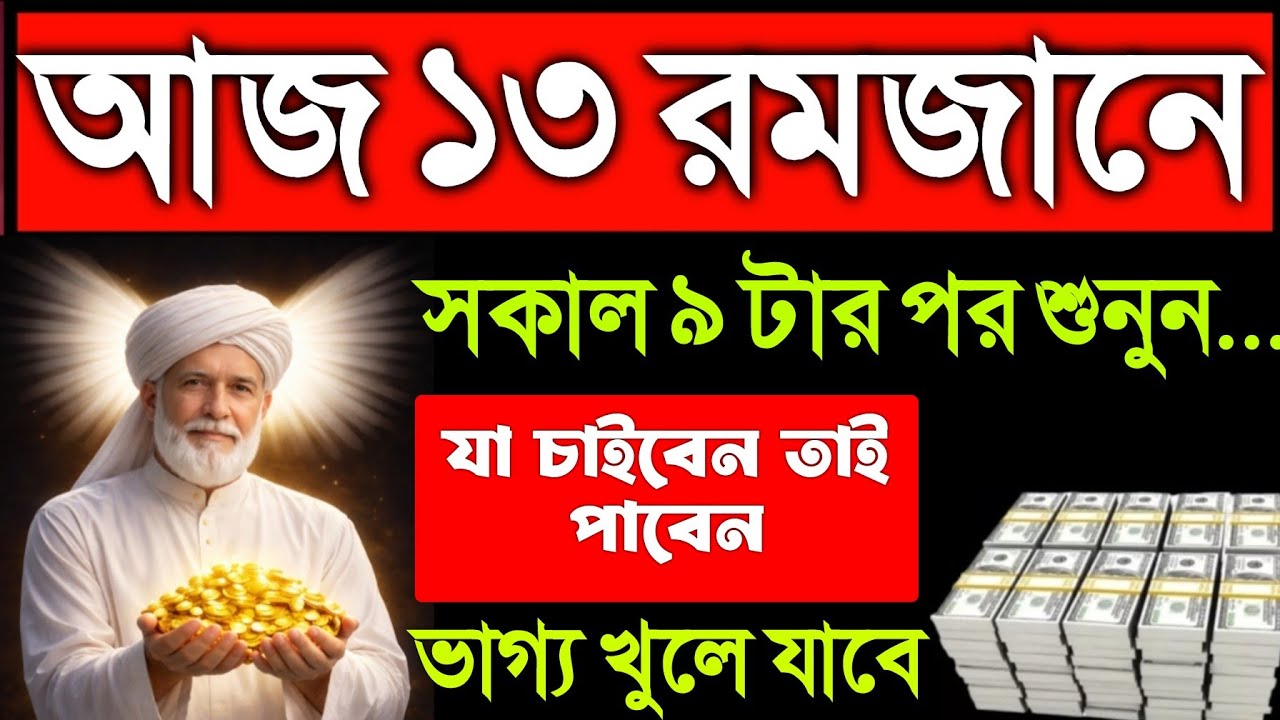 আজ ১৩ রমজান সকাল ৯ টার পর শুনুন... ইনশাআল্লাহ আপনার জীবনের মোর ঘুরে যাবে, আশা পুর্ন হবে 
