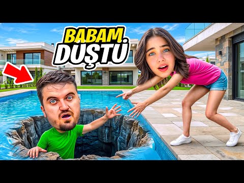 DAD FELL INTO THE POOL PIT OH NO ‼️ ELİF SİNEM SAVE HIM !!