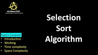 Selection Sort Algorithm with example| Lec 54| Data Structures & Algorithm|